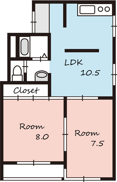 間取図｜福井大学医学部から徒歩2分 LA LUCE(ラ・ルーチェ）／福井県吉田郡永平寺町松岡樋爪